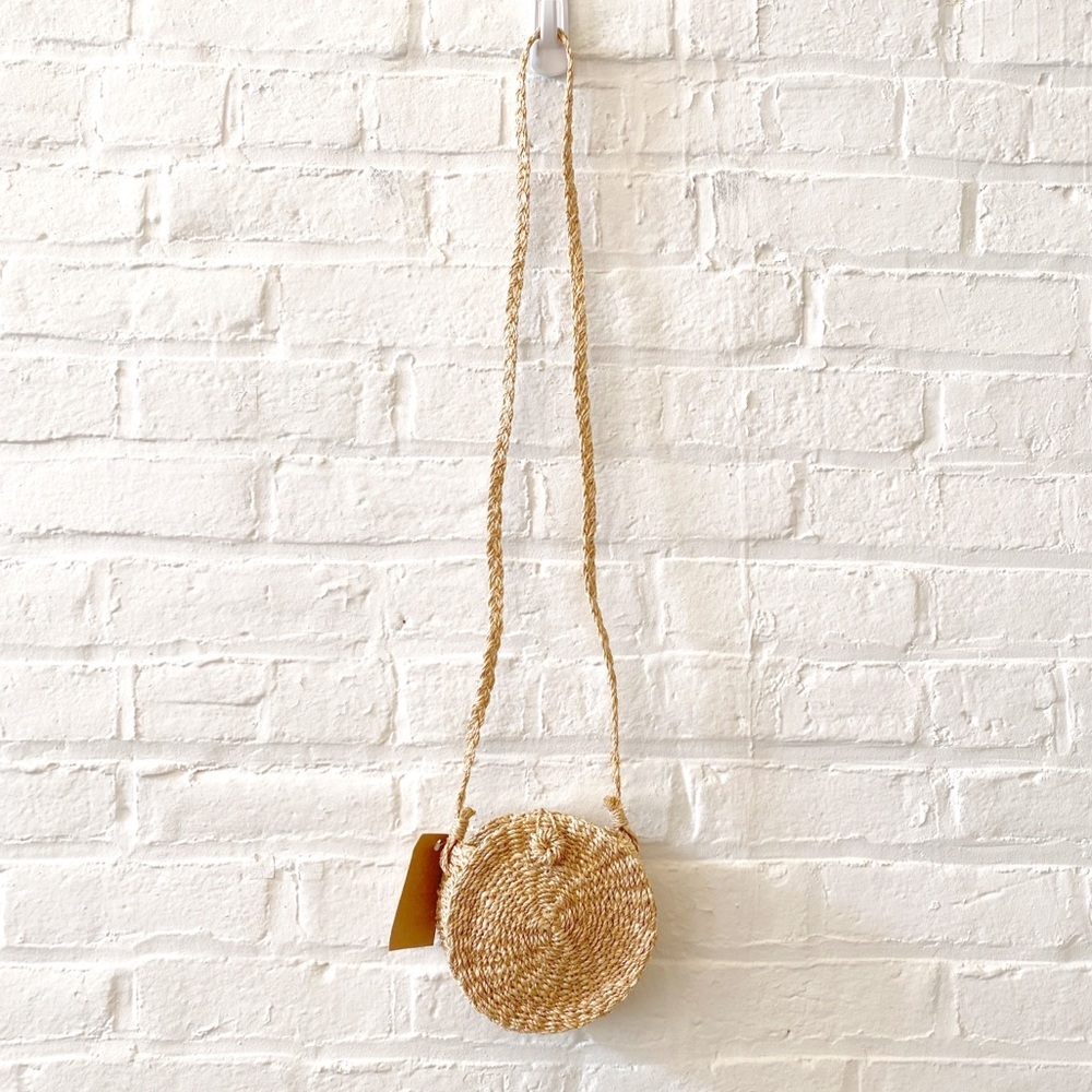 Kultura || Woven Crossbody Bag Purse Circle Round Raffia Straw‎ NWT